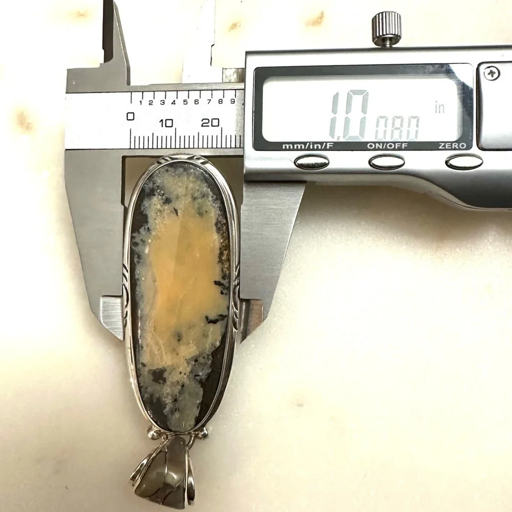 Samson Sam Kee Native American Navajo Honey Moss Agate Sterling Silver Pendant
